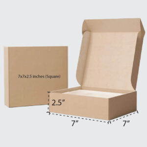 7x7x2.5 Inch Medium Kraft Mailer Box – Brown E-commerce Shipping Box for Apparel, Gifts & Accessories